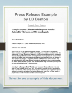 Press Release Example